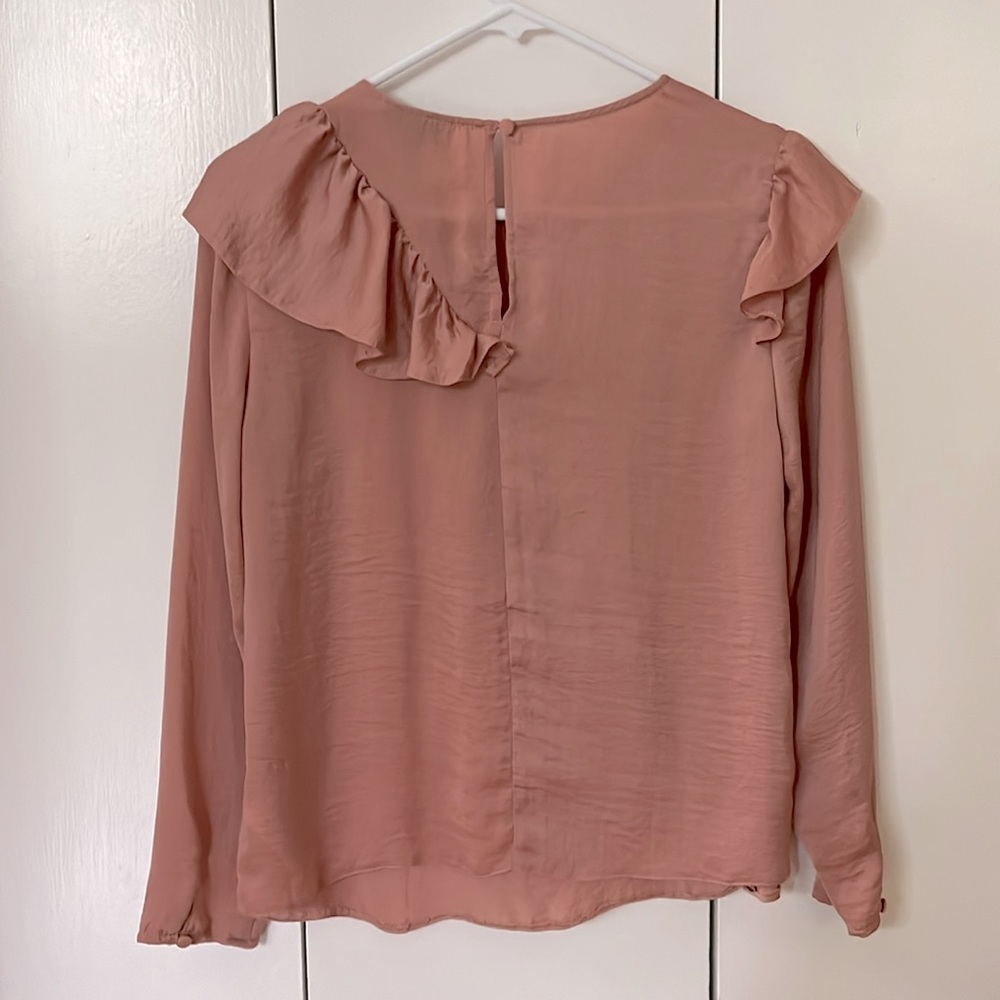Topshop Satin Ruffle Top - Picture 2 of 3
